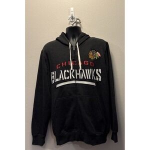 Chicago Blackhawks Spell Out Hoodie NHL‎ Hockey Blk Sweatshirt Adult Size Medium